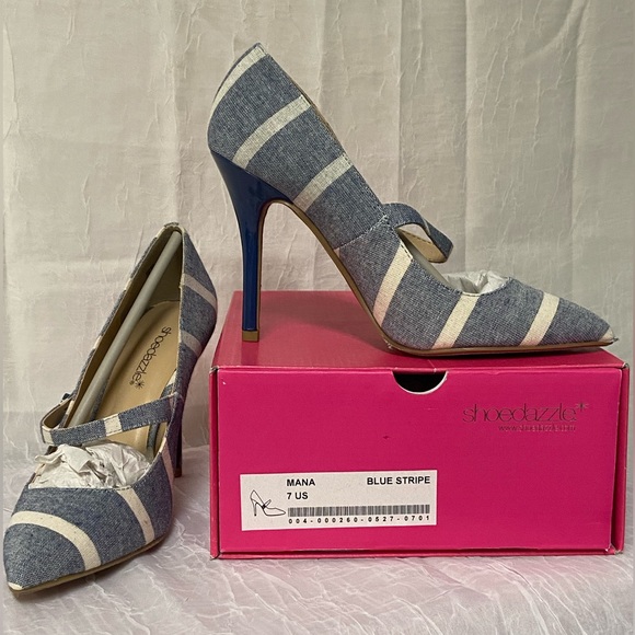 Shoes - MANA - Light Denim with White Stripe Stiletto (NWOT)